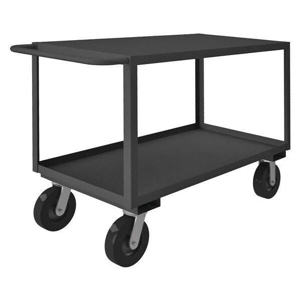 Steel Utility Cart with Lipped & Flush Metal Shelves, Flat, 2 Shelves, 3,000 lb