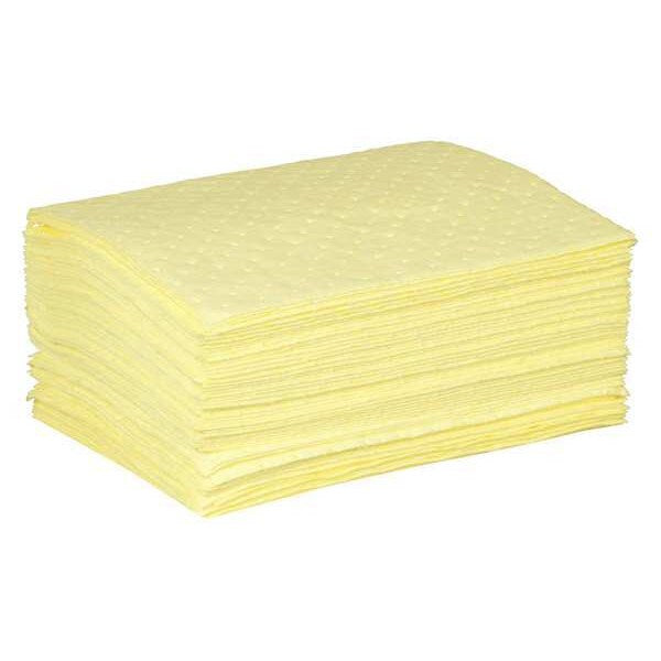 Sorbents, 11 gal. Harsh Chemicals Absorbed, Yellow, Polypropylene, 50 PK