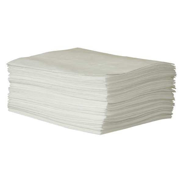 Sorbents, 16.5 gal. Oil Absorbed, White, Polypropylene, 50 PK