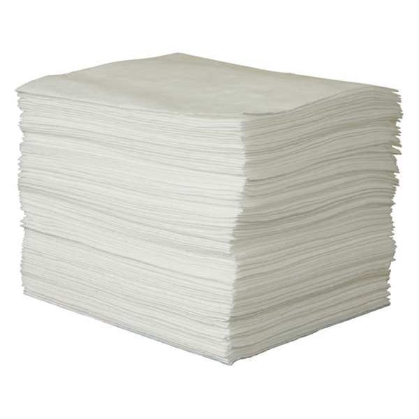 Sorbents, 26 gal/pk, 33 oz/pad, Oil Absorbed, White, Polypropylene, 100 PK