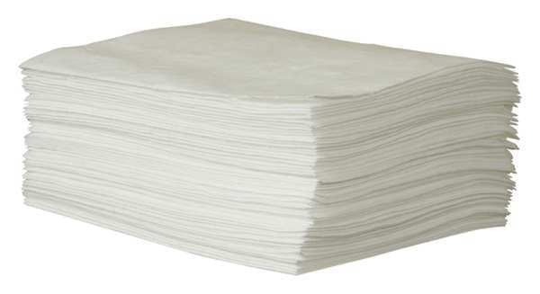 Sorbents, 13 gal/pk, 33 oz/pad, Oil Absorbed, White, Polypropylene, 50 PK