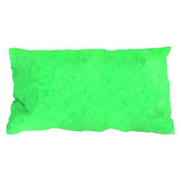 Sorbents, 18 gal/pk; 1.8 gal/pillow, Harsh Chemicals Absorbed, Green, Polypropylene, 10 PK