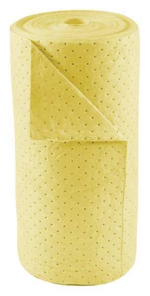 Sorbents, 26 gal/pk, Harsh Chemicals Absorbed, Yellow, Polypropylene