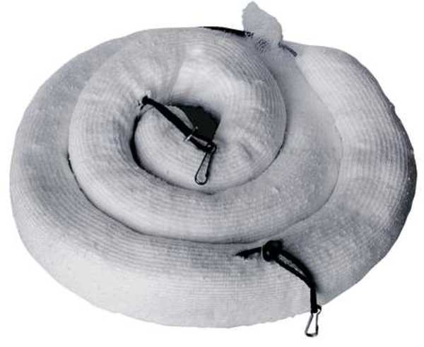 Sorbents, 26.25 gal/pk; 6.5625 gal/boom, Oil Absorbed, White, Polypropylene, 4 PK