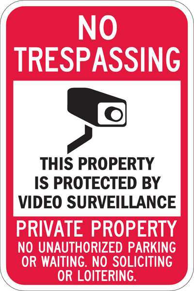 Property Sign, 18 in H, 12 in W, Aluminum, Vertical Rectangle, English, T1-1084-EG_12x18