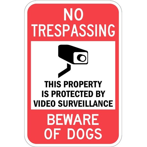 Property Sign, 18 in H, 12 in W, Aluminum, Vertical Rectangle, English, T1-1095-HI_12x18