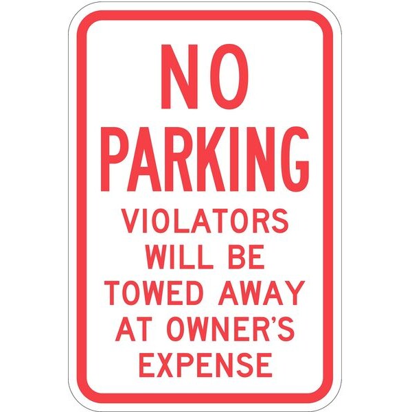 Tow Zone No Parking Sign, 18