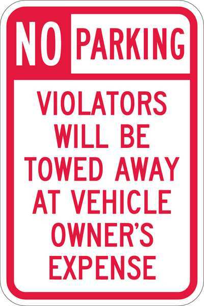 Tow Zone No Parking Sign, 18