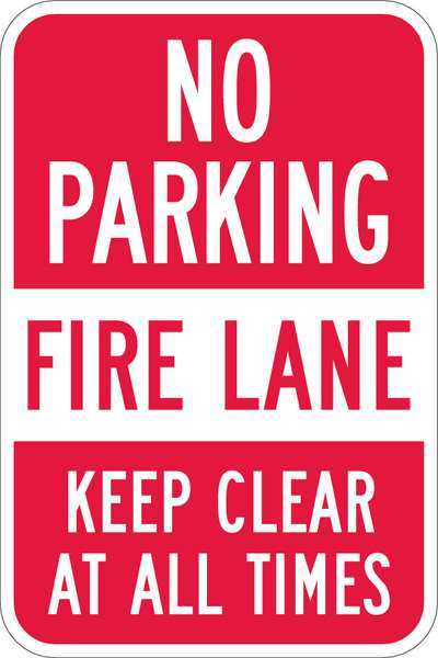 Sign, No Parking, Fire Lane, 18 x12 In