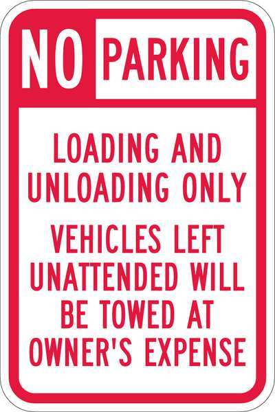 Loading Zone No Parking Sign, 18