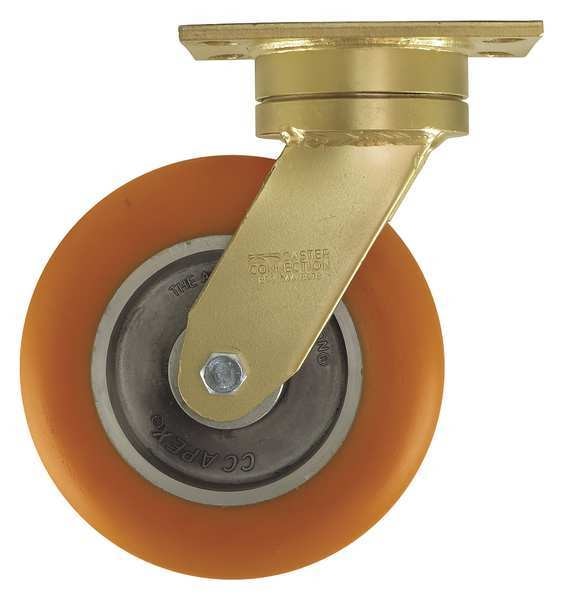Swivel Plate Caster, Polyurethan, 1200 lb.