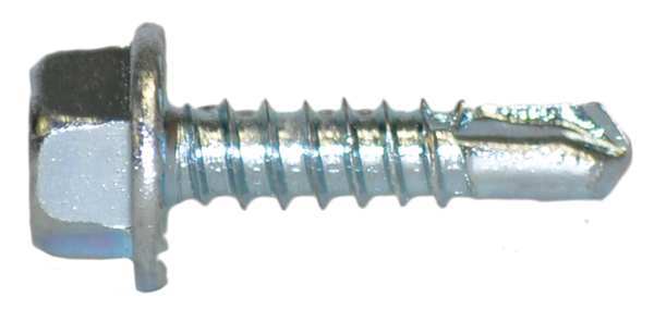 Self-Drilling Screw, #10 x 3/4 in, Electro-Zinc Steel Hex Head External Hex Drive, 500 PK