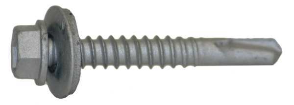 Self-Drilling Screw, #12 x 1-1/2 in, Climaseal Steel Hex Head Hex Drive, 250 PK