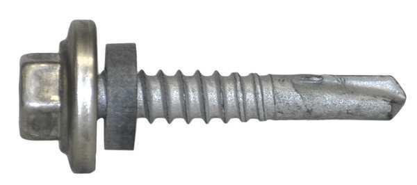 Self-Drilling Screw, #12 x 1 1/4 in, Climaseal Steel Hex Head External Hex Drive, 250 PK