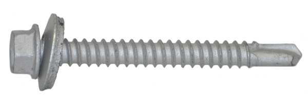 Self-Drilling Screw, #12 x 2 in, Climaseal Steel Hex Head External Hex Drive, 250 PK