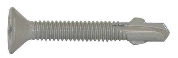 Self-Drilling Screw, #12 x 1 5/8 in, Climaseal Steel Flat Head Phillips Drive, 250 PK