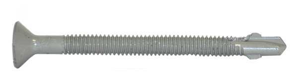 Self-Drilling Screw, #12 x 2 3/4 in, Gray Spex Steel Flat Head Phillips Drive, 250 PK