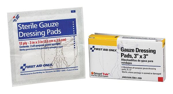Gauze Pad, Sterile, 3 in. L x 3 in. W, PK8