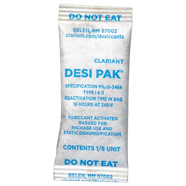 Desiccant, 2-1/2in. L, 1in W, 1/6 oz, PK1200