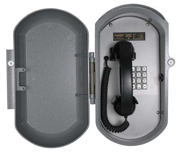 Aluminum Casting Telephone, Curly Cord, Wall Mount, Gray