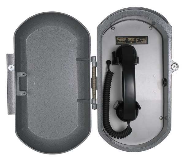 Aluminum Casting Ringdown Telephone, Curly Cord, Wall Mount, Gray