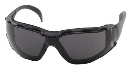 Safety Glasses, Wraparound Gray Polycarbonate Lens, Anti-Fog, Scratch-Resistant