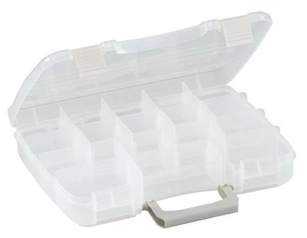 Adjustable Compartment Box with 5 to 17 compartments, Plastic, 2 1/4 in H x 8-1/2 in W