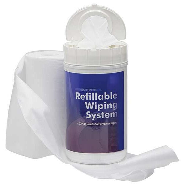 Refillable Wiping System, White, Refill, Polyester, 90 Wipes, 7-1/2 in x 10 in, Unscented