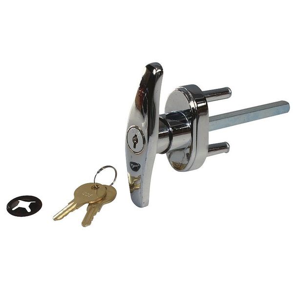 Keyed T Handle, Chrome, 5/16 x 3-3/4 In