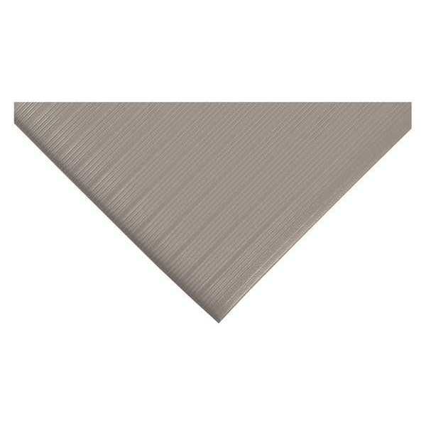 Antifatigue Runner, Gray, 60 ft. L x 4 ft. W, Vinyl, Ribbed Surface Pattern, 3/8