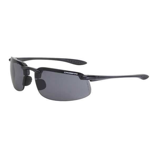 Safety Glasses, Wraparound Smoke Polycarbonate Lens, Scratch-Resistant