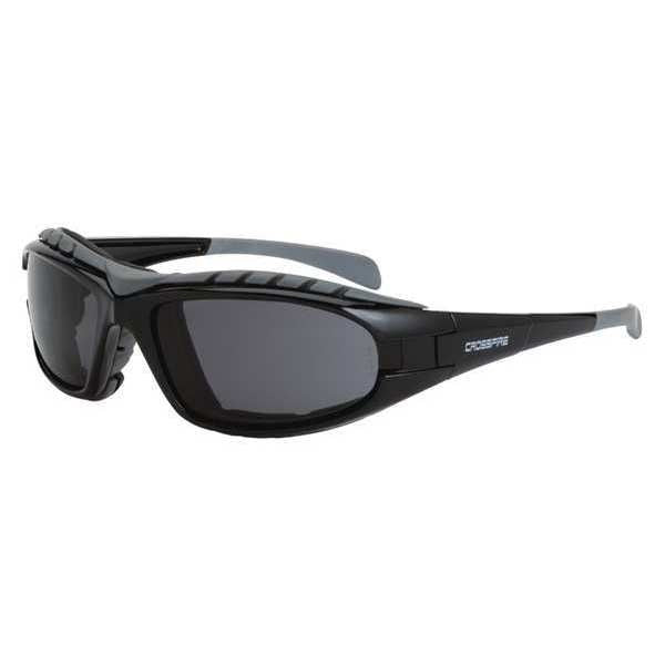 Safety Glasses, Wraparound Smoke AF Polycarbonate Lens, Scratch-Resistant