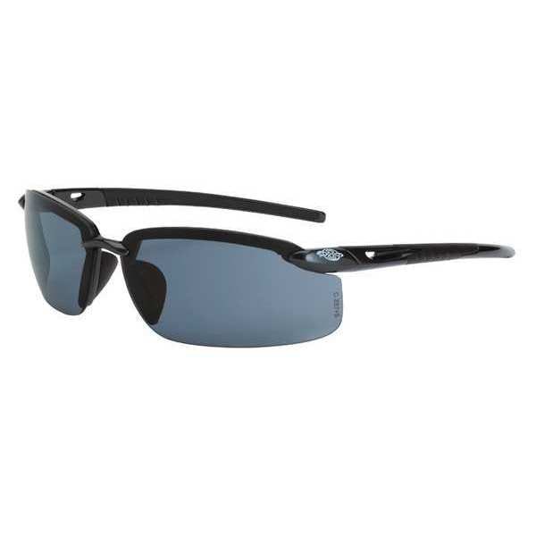 Safety Glasses, Wraparound Smoke Polycarbonate Lens, Scratch-Resistant