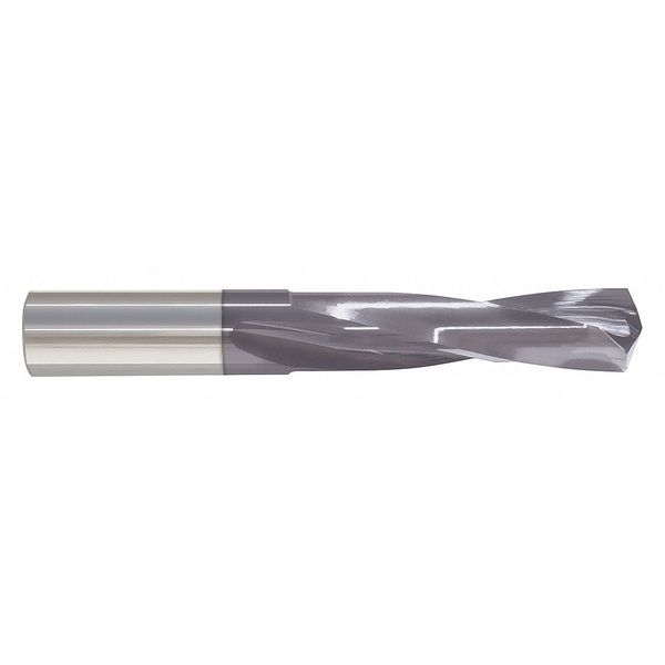 Screw Machine Drill Bit, M Size, 135  Degrees Point Angle, Solid Carbide, TiAlN Finish, Spiral Flute