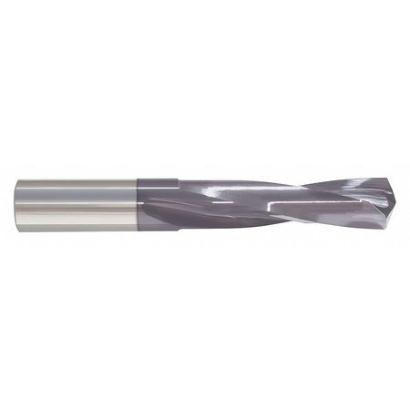 Screw Machine Drill Bit, N Size, 135  Degrees Point Angle, Solid Carbide, TiAlN Finish, Spiral Flute