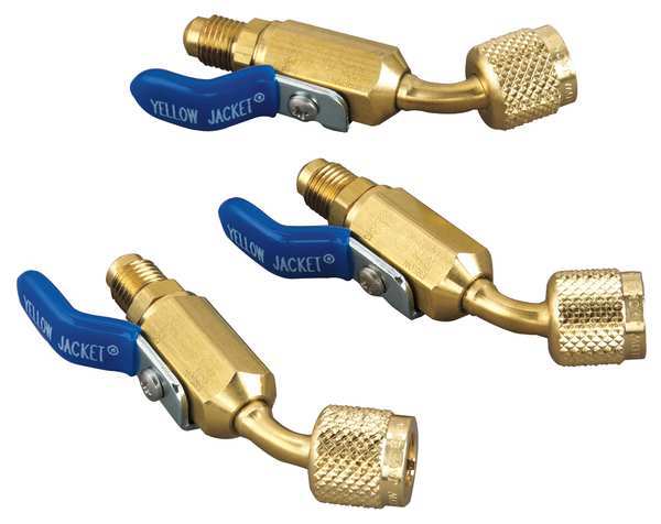 Ball Valve Adapter, 1/4 In MxF, 45 Deg, PK3