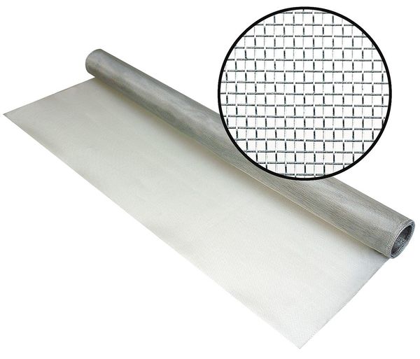 Door and Window Screen, Aluminum, 48 in W, 50 ft L, 0.011 in Wire Dia, Bright
