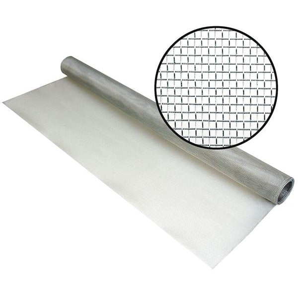Door and Window Screen, Aluminum, 72 in W, 50 ft L, 0.01 in Wire Dia, Silver
