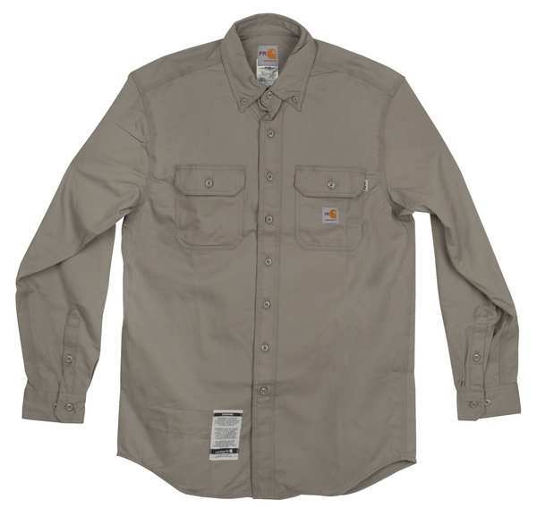 Carhartt Flame Resistant Collared Shirt, Gray, Twill/Cotton, LT