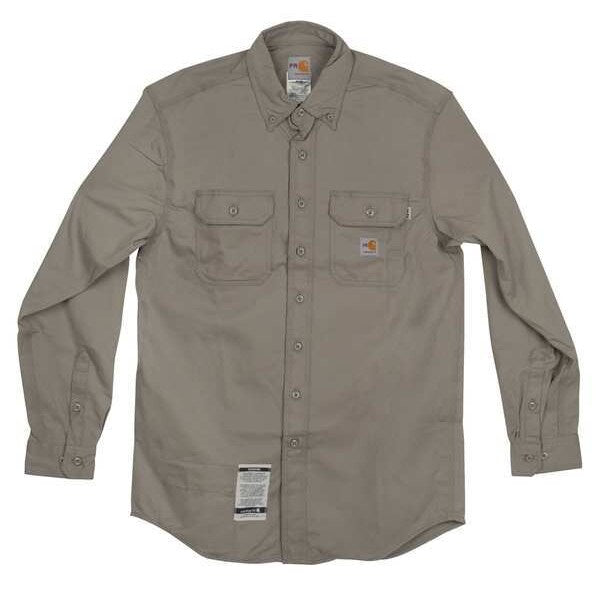 Carhartt Flame Resistant Collared Shirt, Gray, Twill/Cotton, 2XL