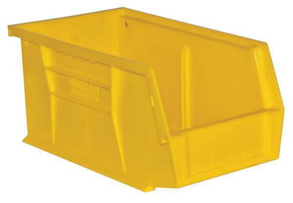 Hang & Stack Storage Bin, Yellow, Copolymer Polypropylene, 11 in L x 6 in W x 5 in H
