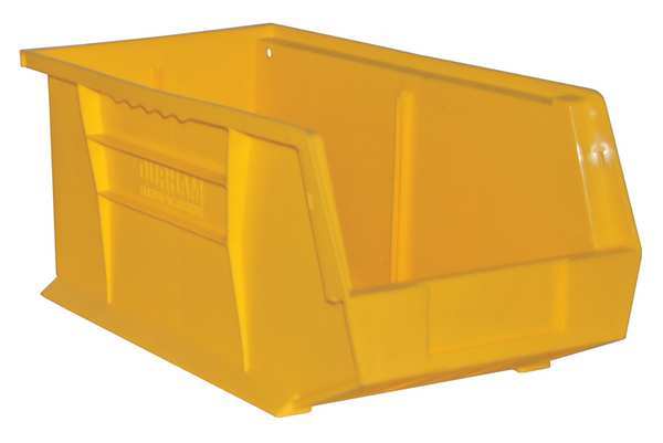 Hang & Stack Storage Bin, Yellow, Copolymer Polypropylene, 15 in L x 8 in W x 7 in H