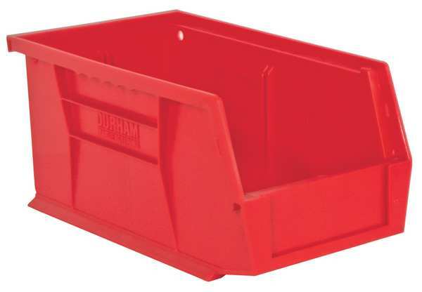 Hang & Stack Storage Bin, Red, Copolymer Polypropylene, 11 in L x 6 in W x 5 in H
