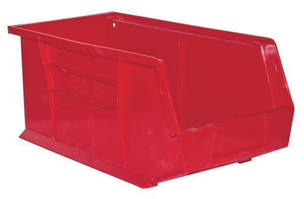 Hang & Stack Storage Bin, Red, Copolymer Polypropylene, 15 in L x 8 in W x 7 in H