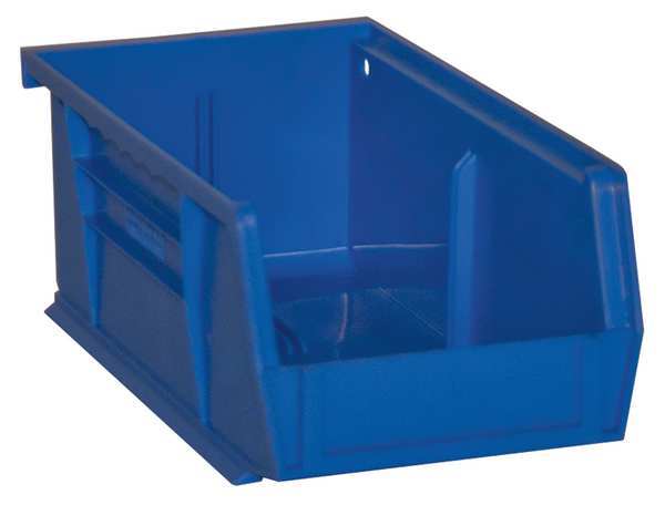 Hang & Stack Storage Bin, Blue, Copolymer Polypropylene, 7 in L x 4 in W x 3 in H