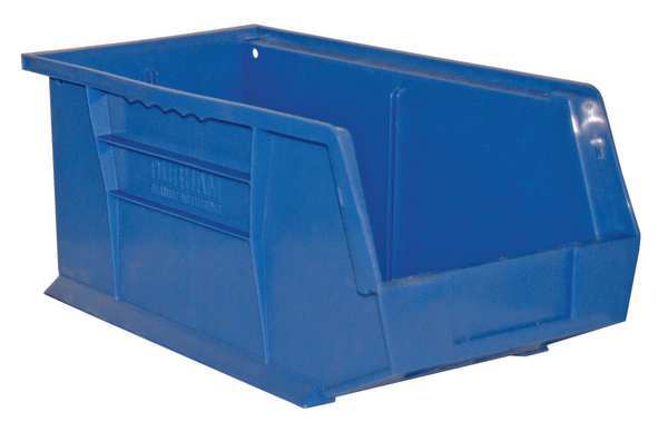 Hang & Stack Storage Bin, Blue, Copolymer Polypropylene, 15 in L x 8 in W x 7 in H