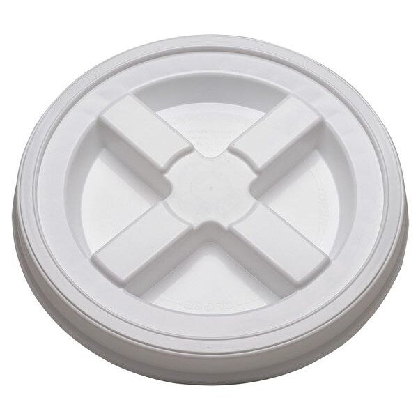 Plastic Pail Lid, Dia 12-3/8 In, White