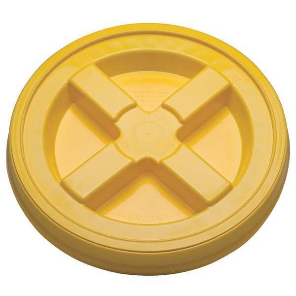 Plastic Pail Lid, Dia 12-3/8 In, Yellow