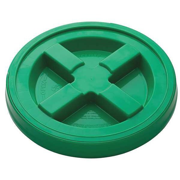 Plastic Pail Lid, Dia 12-3/8 In, Green