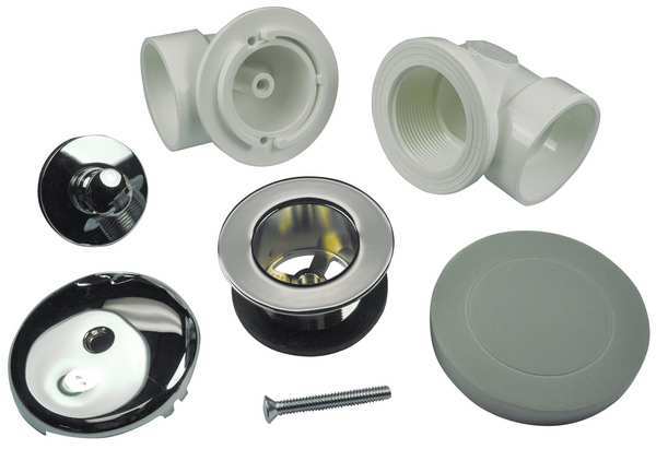 Bath Waste & Overflow, PVC with Push eN Lift Stopper